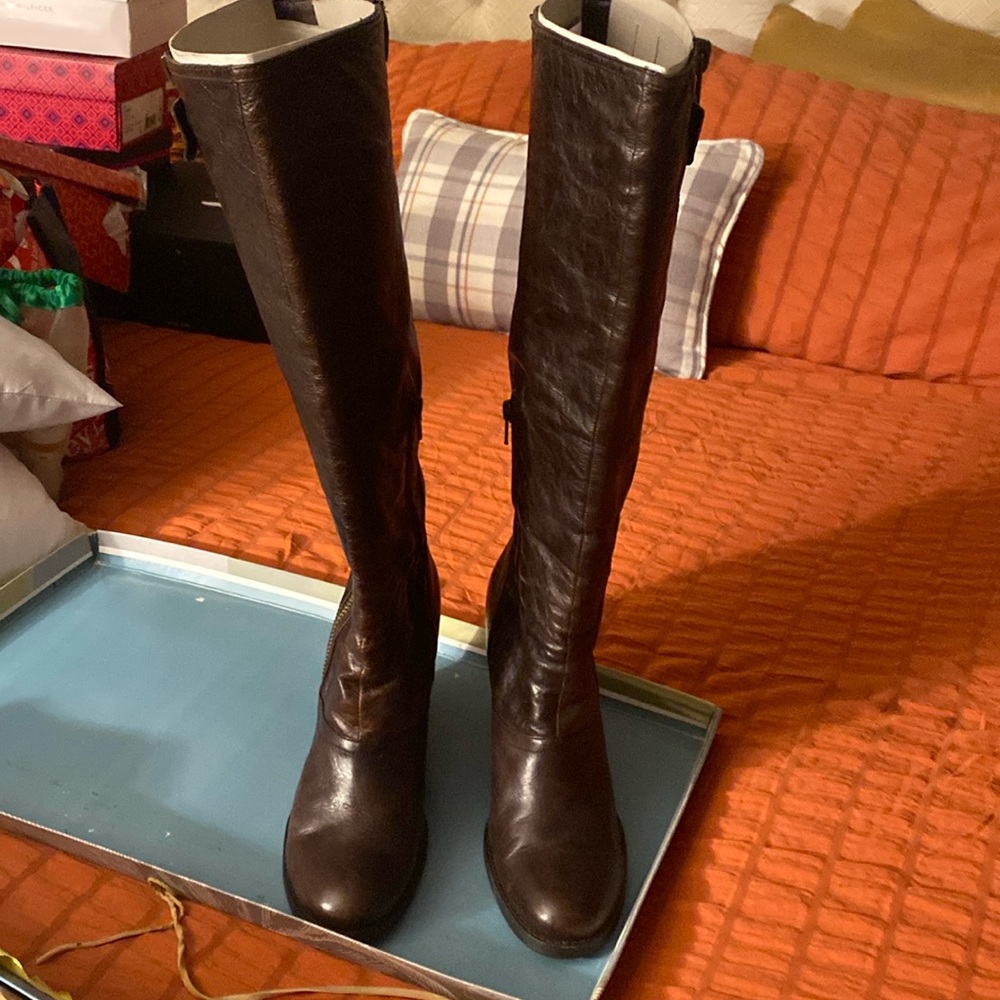 Apepazza -  Italian Martin high wedge brown boot